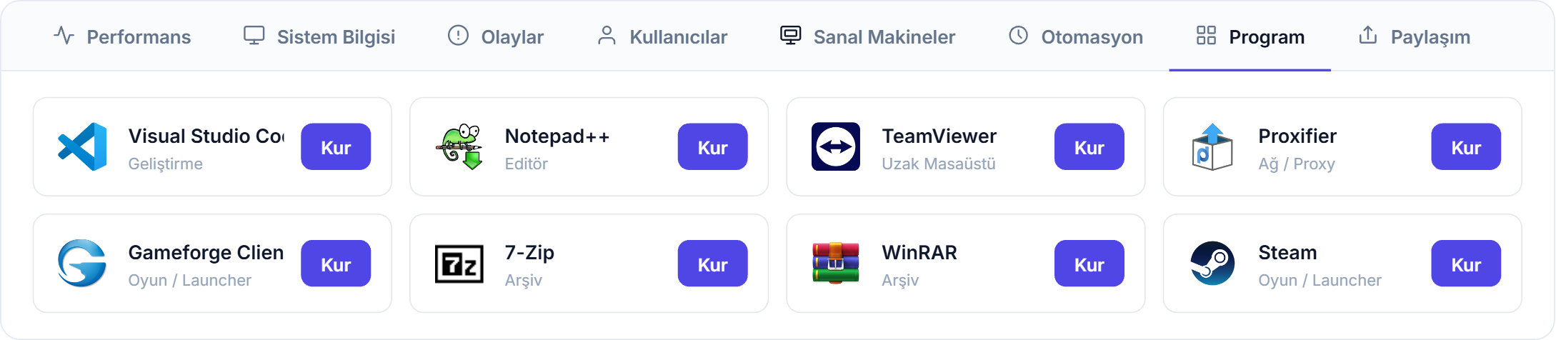 Program sekmesi